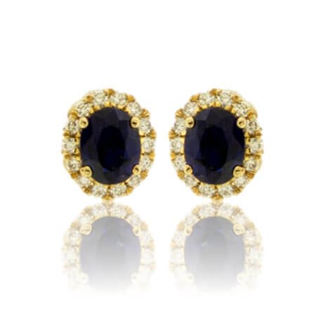 Oval Sapphire with Diamond Halo Stud Earrings - Park City Jewelers