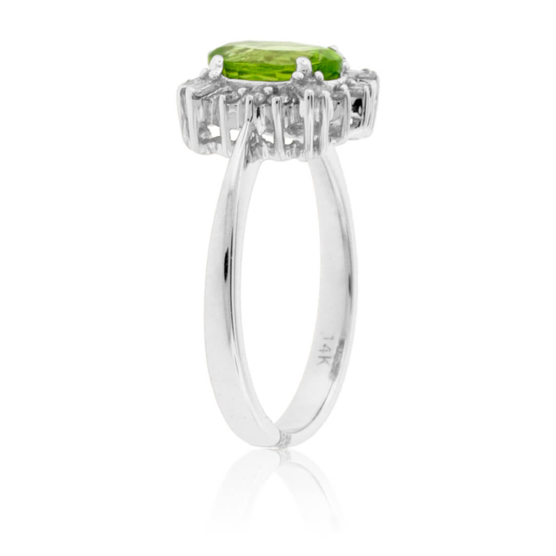 Oval Shaped Peridot and Diamond Halo Ring - Park City Jewelers
