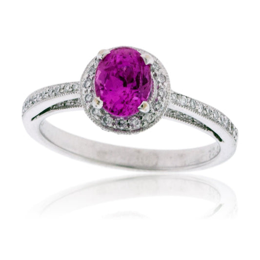 Oval Shaped Pink Sapphire Diamond Ring - Park City Jewelers