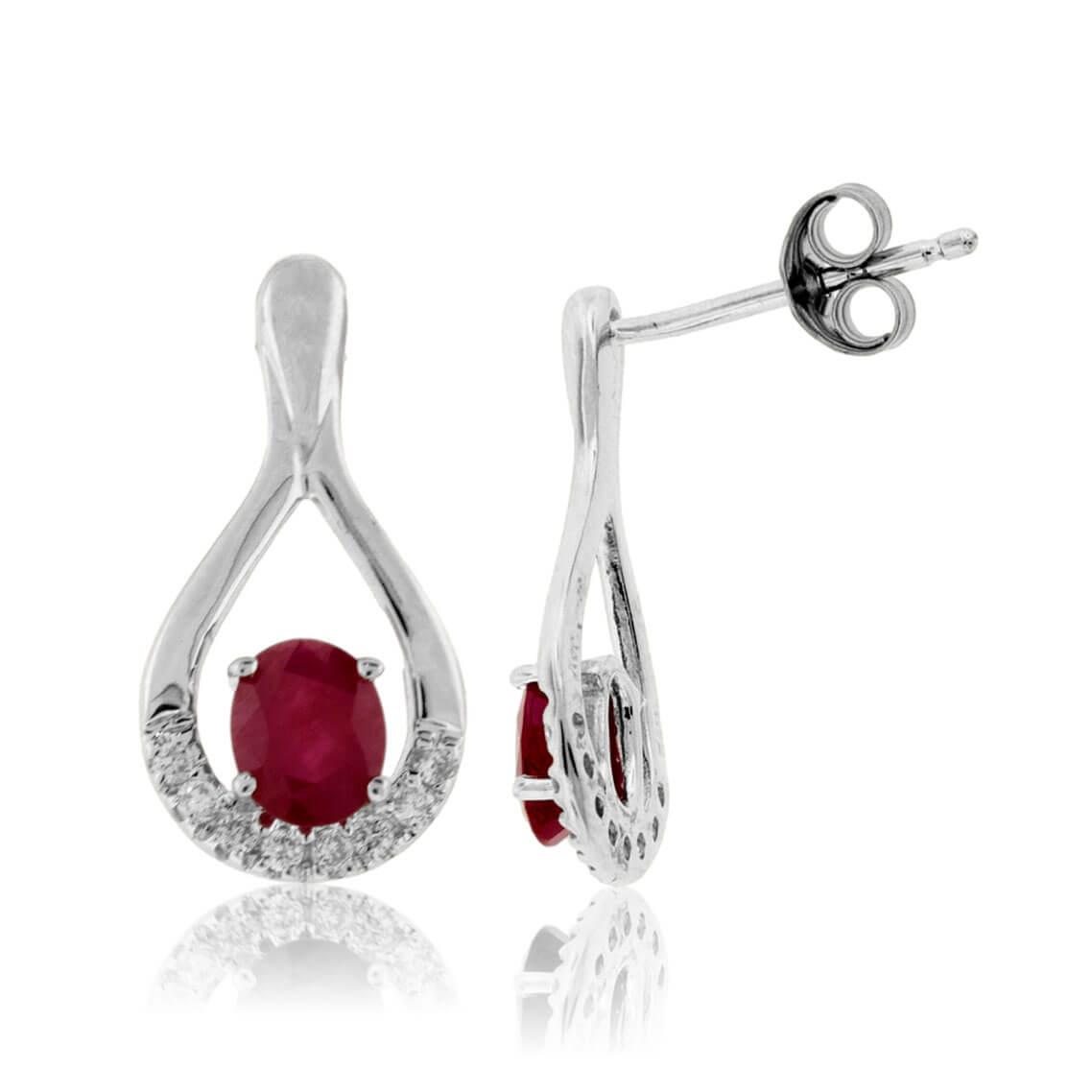Oval Shaped Ruby and Diamond Earrings - Park City Jewelers