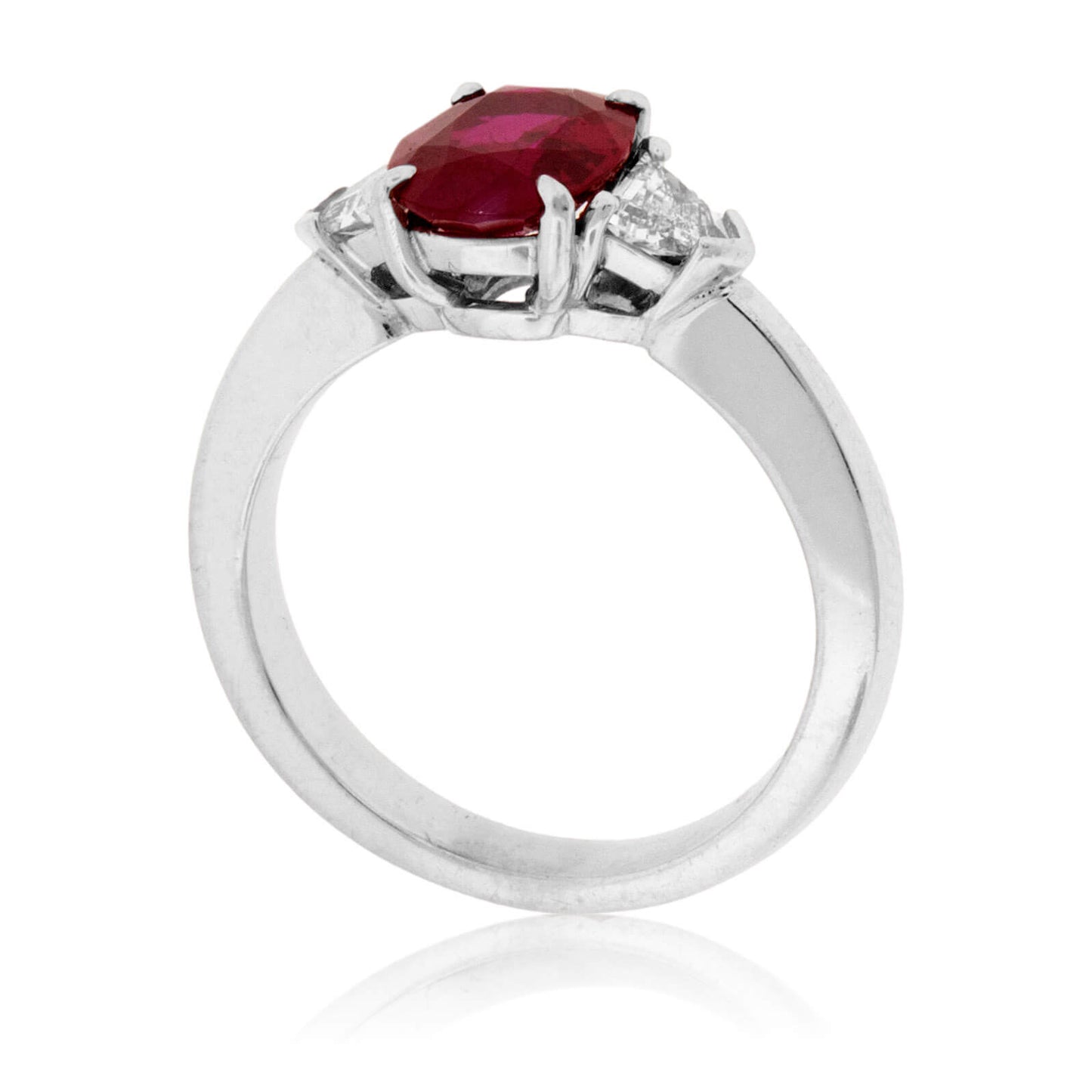 Oval Shaped Ruby and Shield Diamond Ring - Park City Jewelers