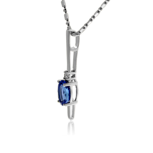 Oval Tanzanite & Diamond Bar Pendant - Park City Jewelers