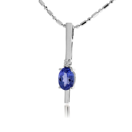Oval Tanzanite & Diamond Bar Pendant - Park City Jewelers