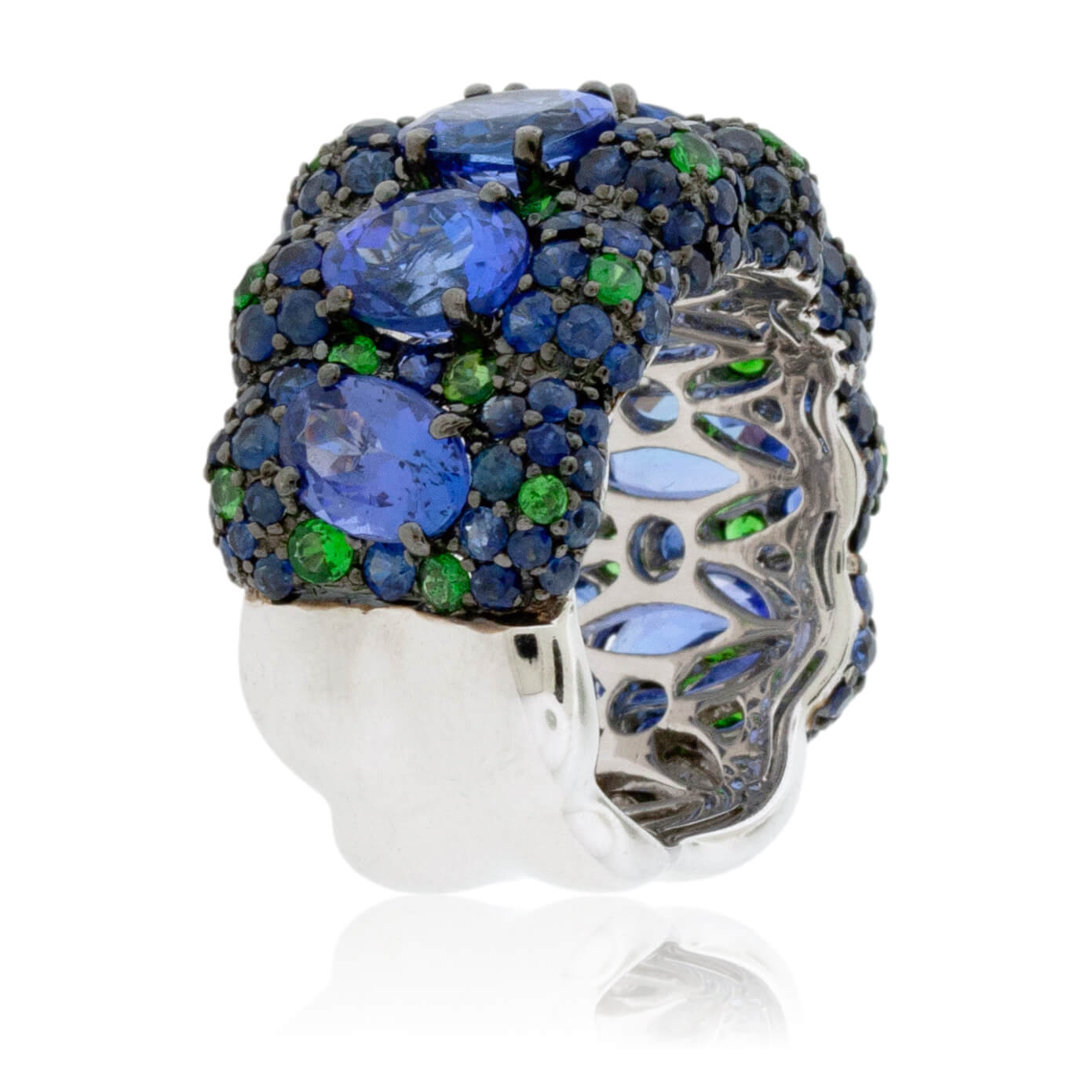 Oval Tanzanite Ring with Sapphire & Tsavorite Accent Stones - Park City Jewelers
