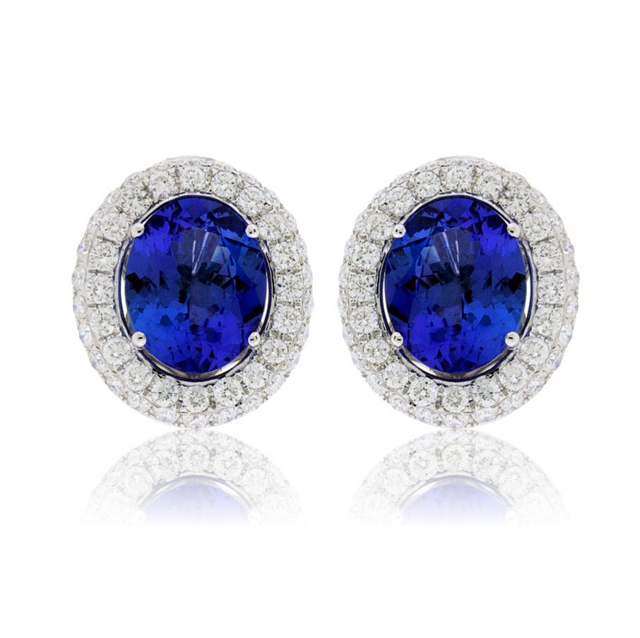 Oval Tanzanite & Stunning Classic Diamond Halo Earrings - Park City Jewelers