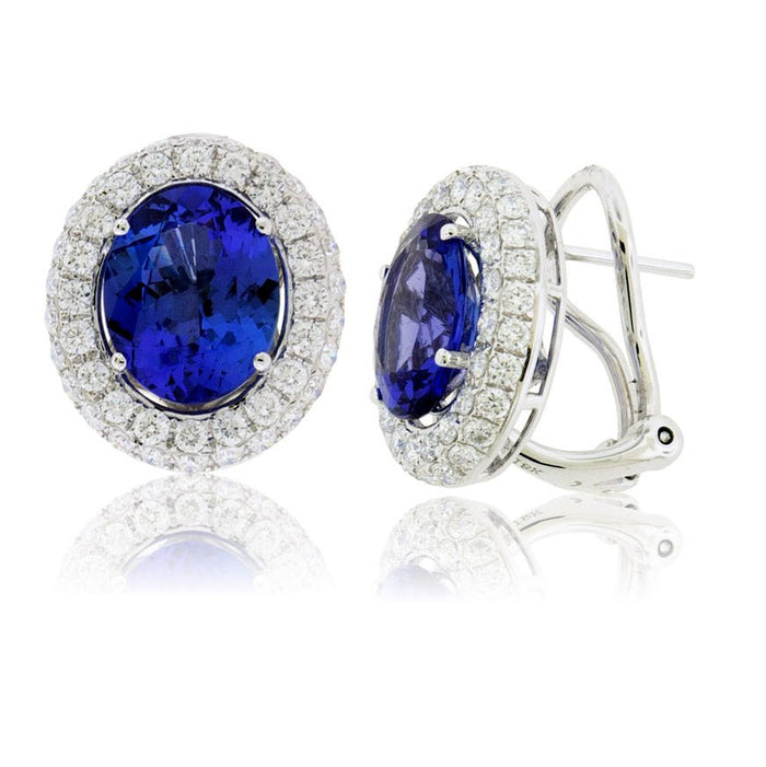 Oval Tanzanite & Stunning Classic Diamond Halo Earrings - Park City Jewelers