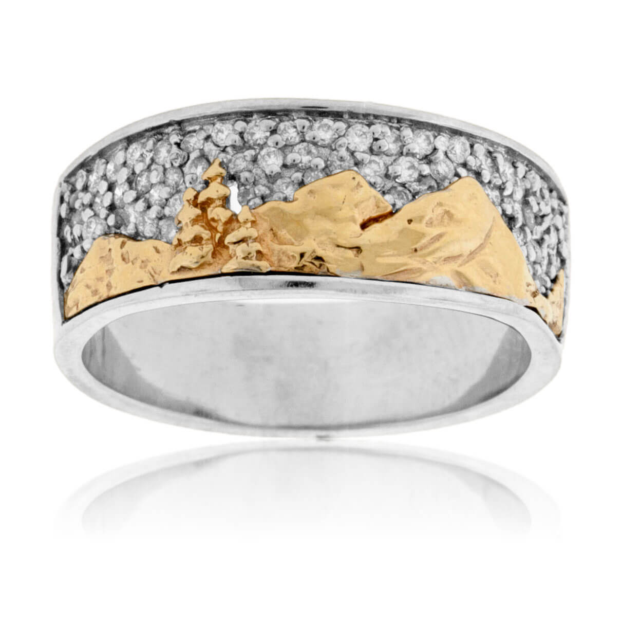 Pave Diamond Lined Mountain Band - Park City Jewelers