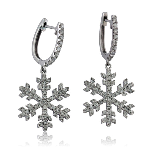 Pave Diamond Snowflake Dangle Earrings - Park City Jewelers