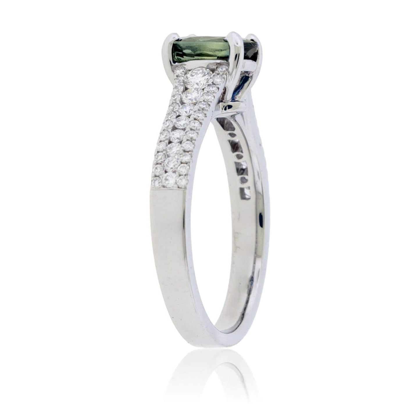 Peacock Blue-Green No Heat Sapphire & Diamond Ring - Park City Jewelers
