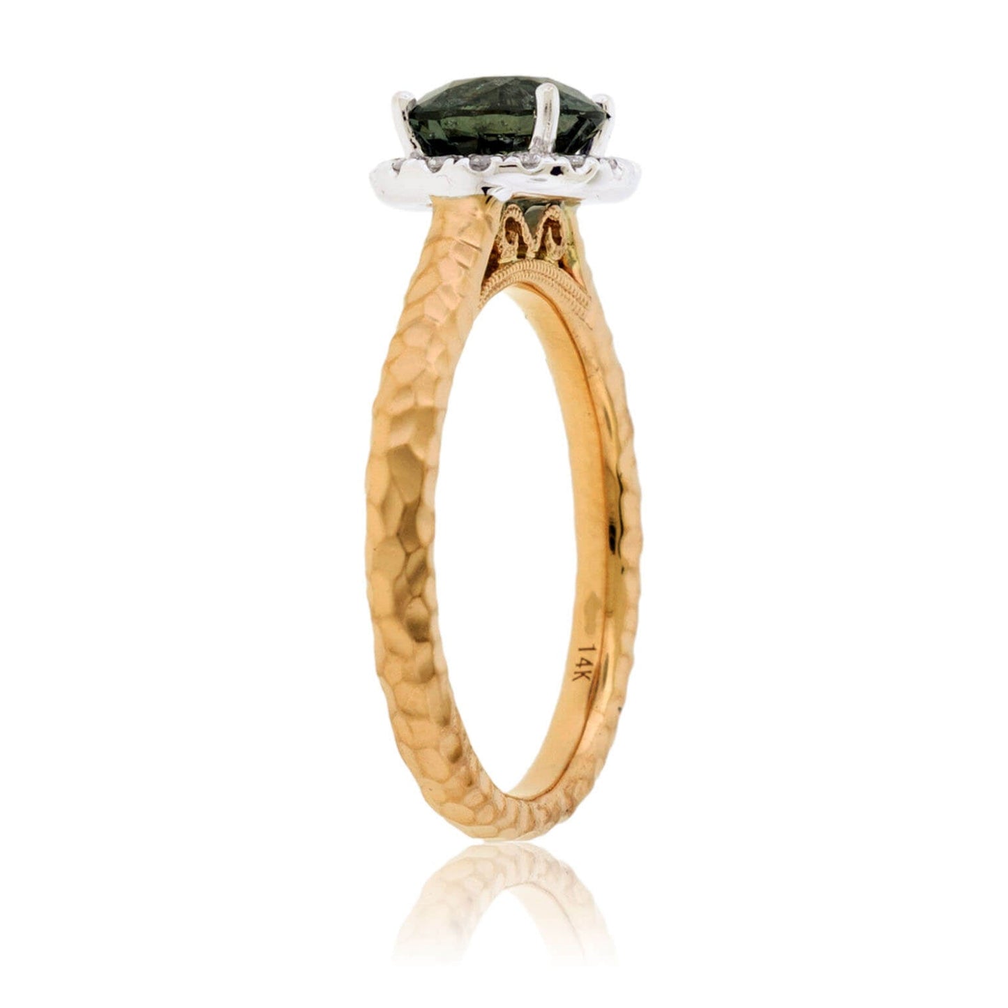 Peacock Blue-Green Sapphire & Diamond Halo Ring - Park City Jewelers