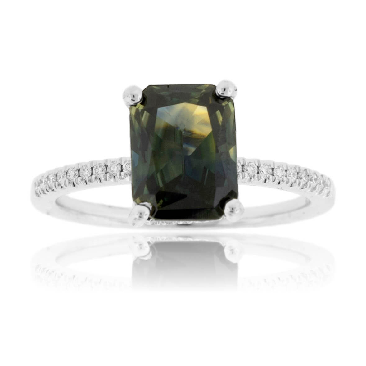 Peacock Blue-Green Sapphire & Diamond Ring - Park City Jewelers