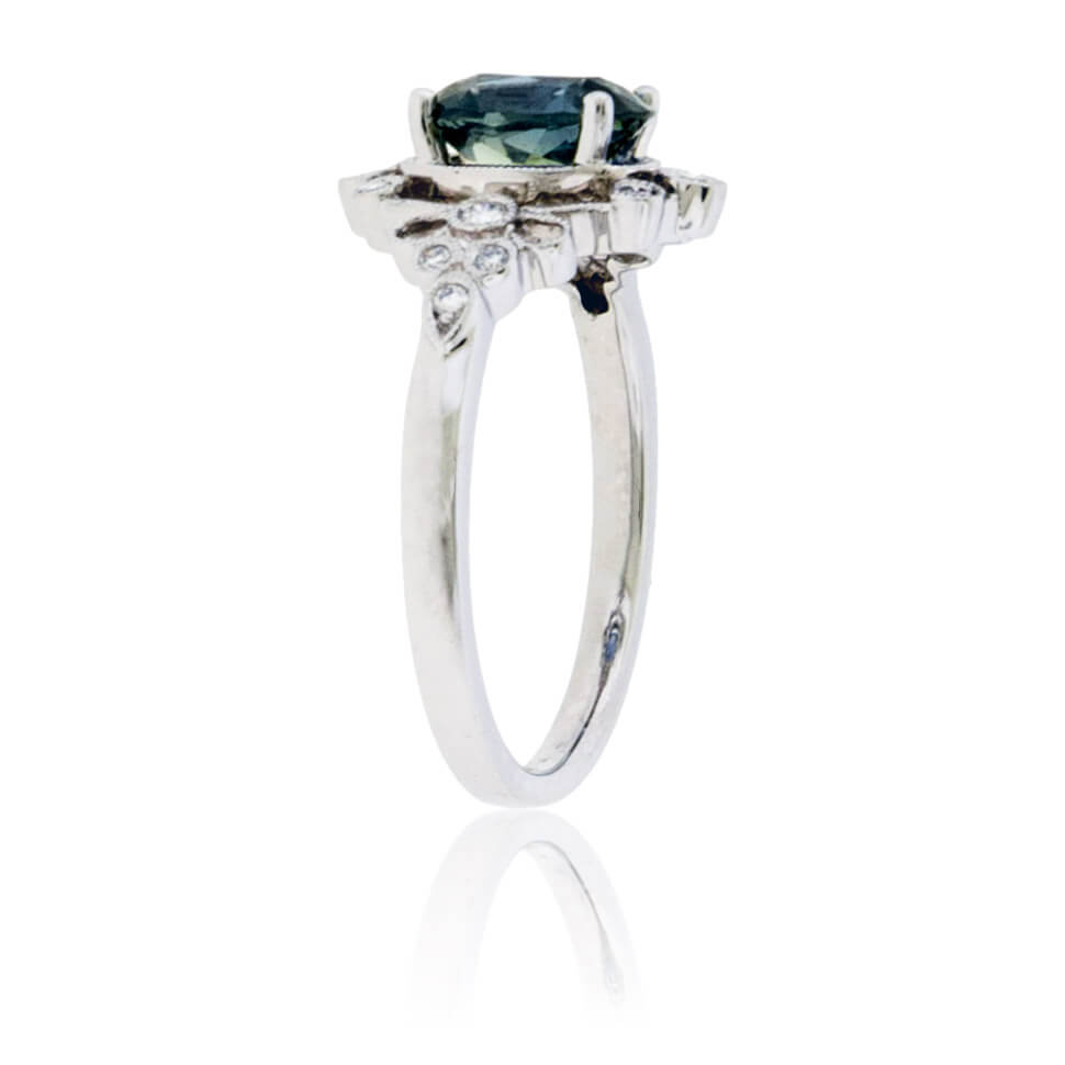 Peacock Blue-Green Sapphire & Diamond Ring - Park City Jewelers