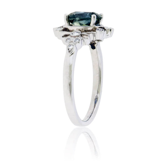 Peacock Blue-Green Sapphire & Diamond Ring - Park City Jewelers