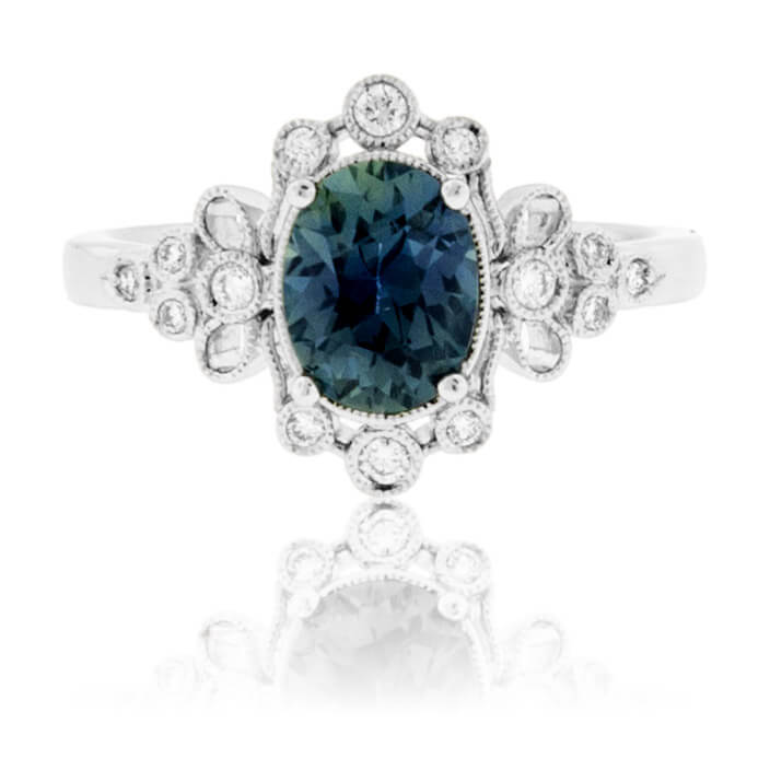 Peacock Blue-Green Sapphire & Diamond Ring - Park City Jewelers