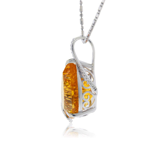 Pear Citrine & Diamond Draped Pendant - Park City Jewelers