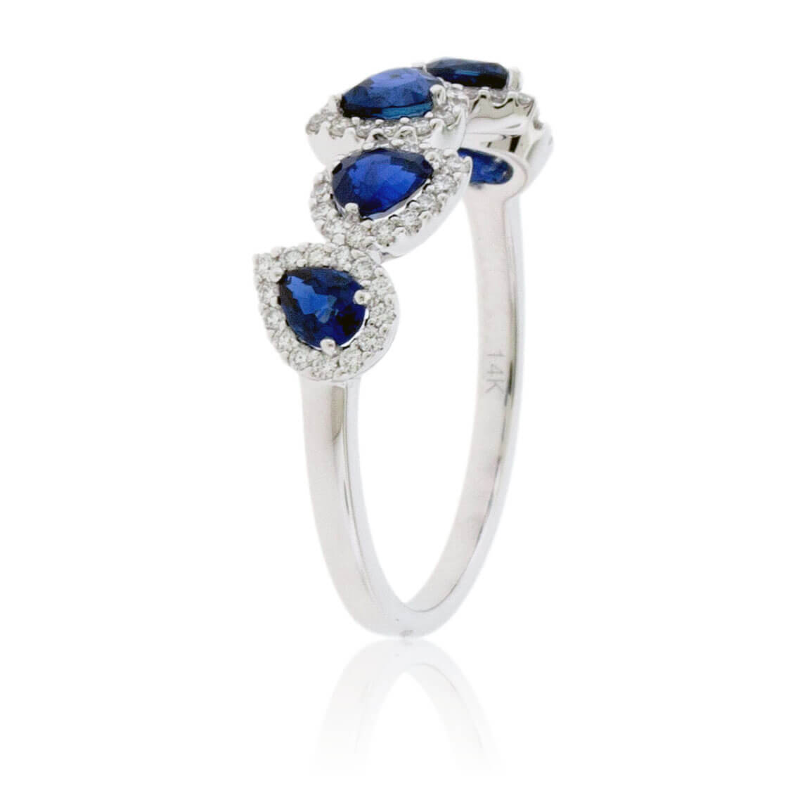 Pear-Cut Blue Sapphire & Diamond Halo Style Band - Park City Jewelers