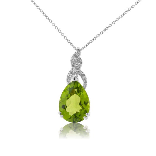 Pear-Cut Peridot & Vintage Inspired Diamond Accent Pendant - Park City Jewelers