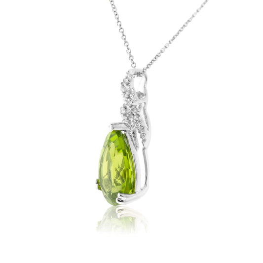 Pear-Cut Peridot & Vintage Inspired Diamond Accent Pendant - Park City Jewelers