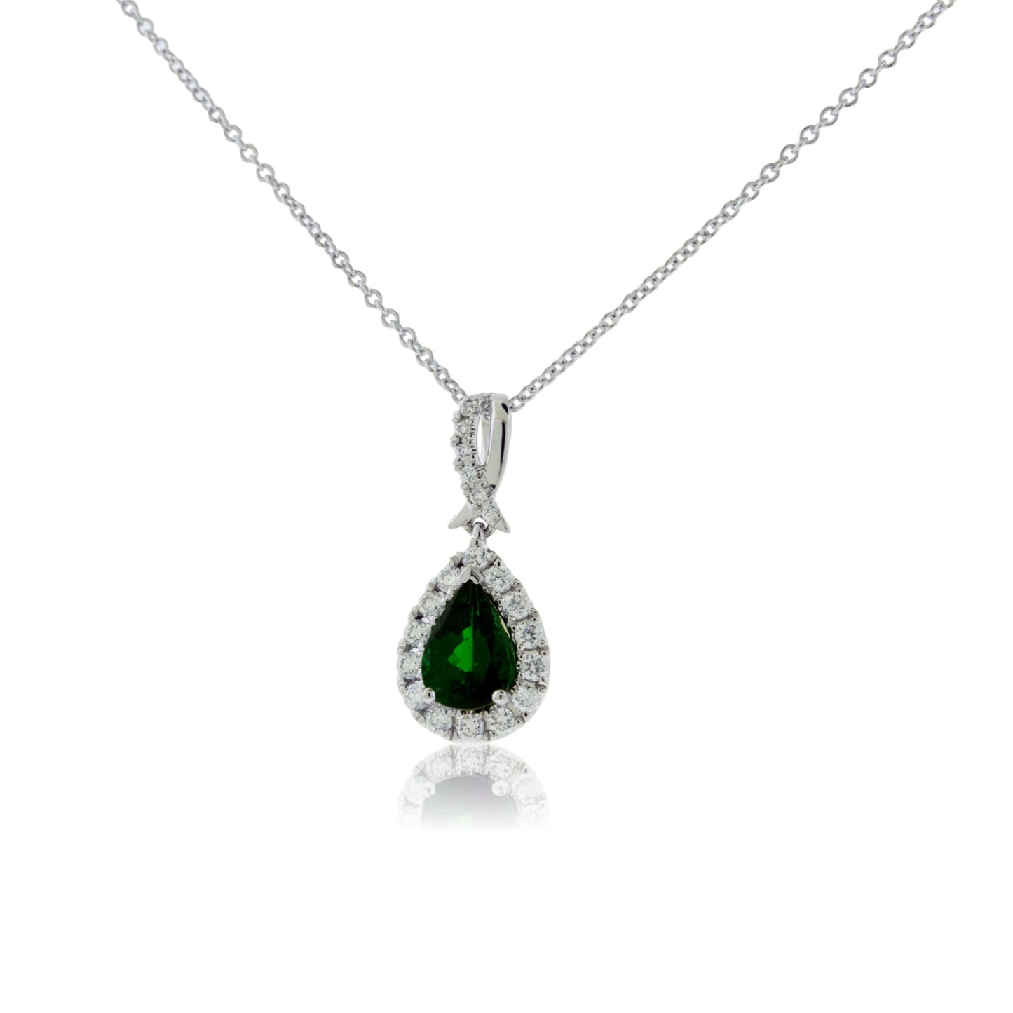 Pear Green Tsavorite Garnet & Diamond Halo Pendant - Park City Jewelers