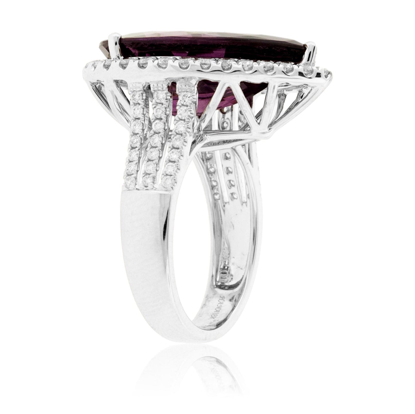 Pear Rhodolite Garnet and Diamond Halo Ring - Park City Jewelers