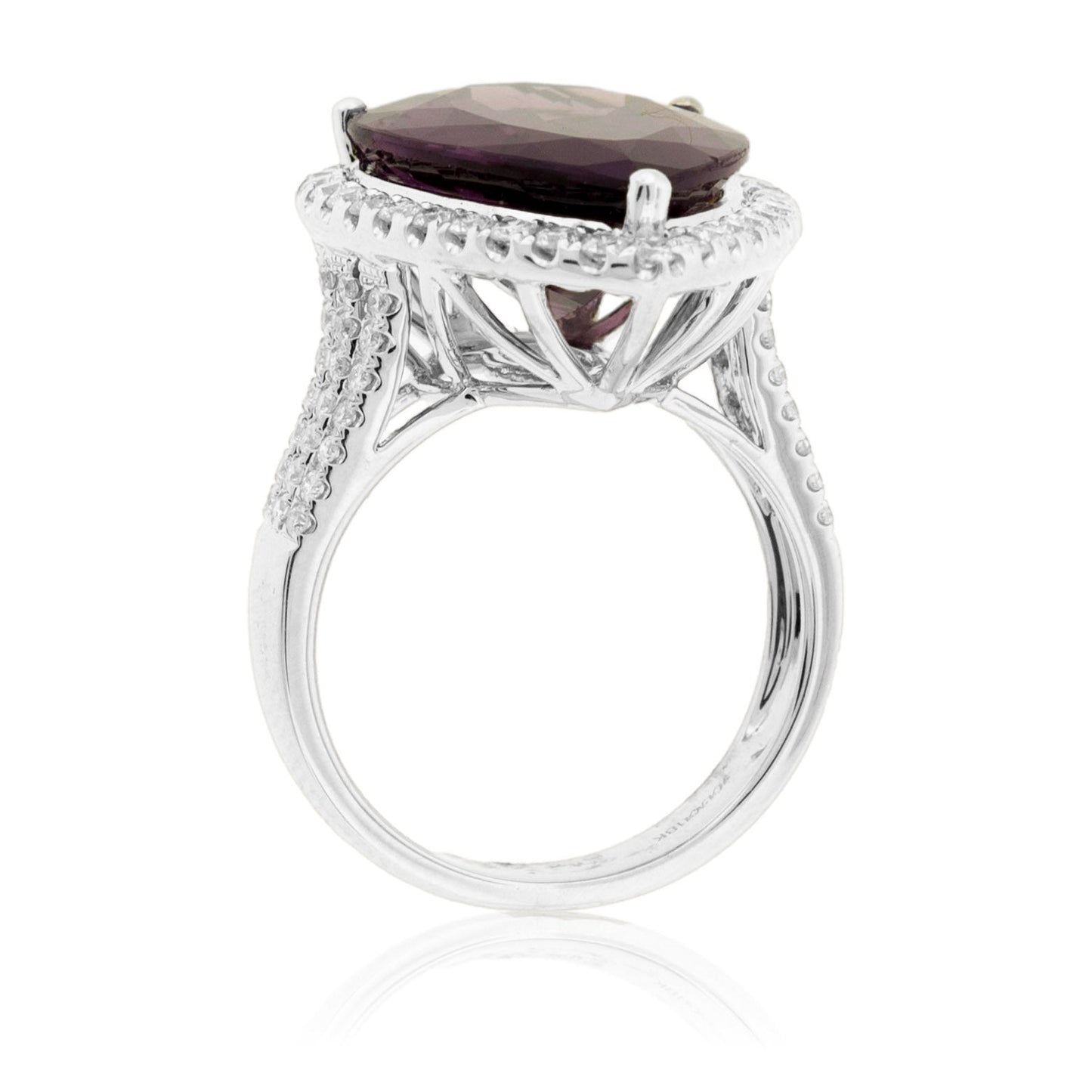 Pear Rhodolite Garnet and Diamond Halo Ring - Park City Jewelers