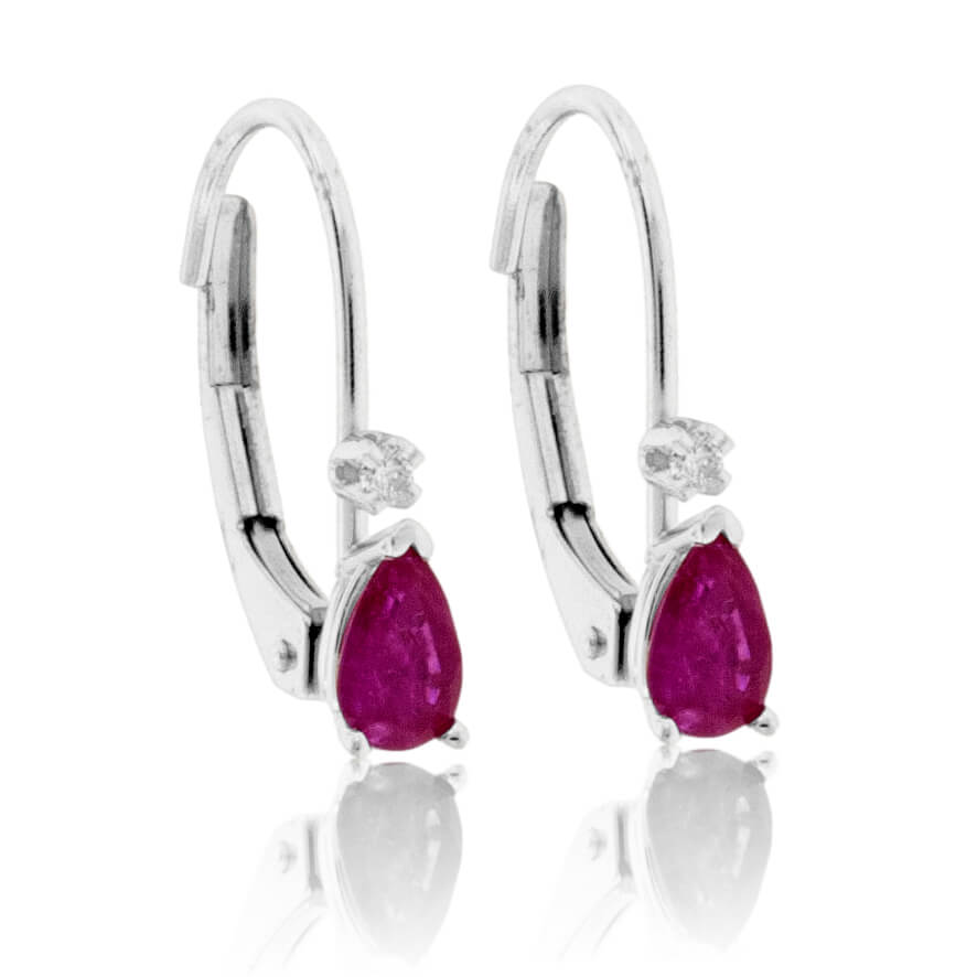 Pear Ruby & Diamond Accented Dangle Earrings - Park City Jewelers