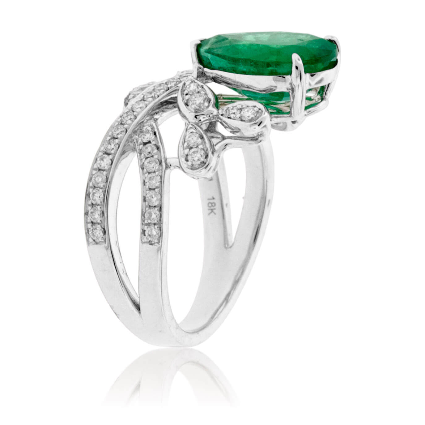 Pear Shaped Emerald & Diamond Right Hand Ring - Park City Jewelers