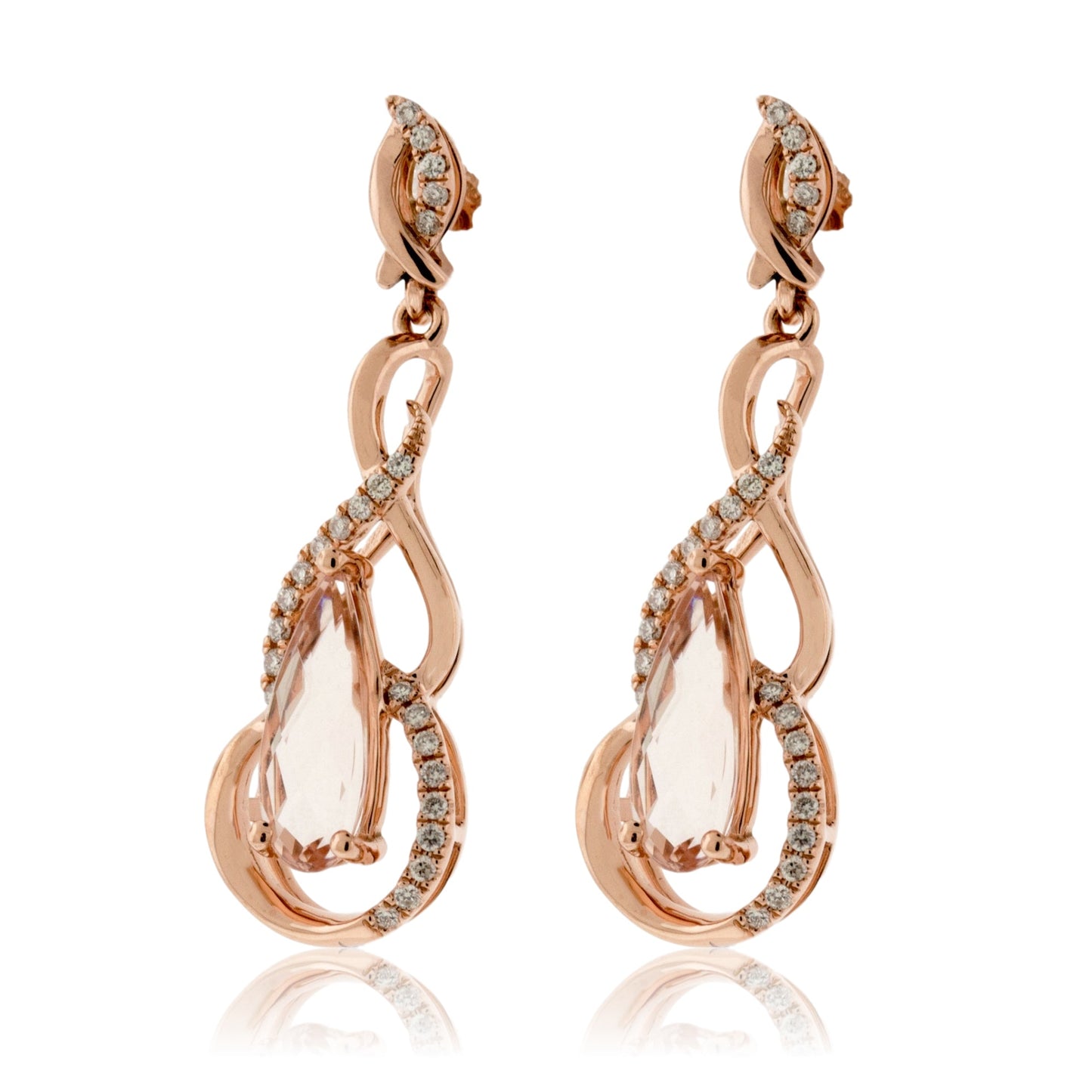 Pear Shaped Morganite and Diamond Drop Earrings - Park City Jewelers