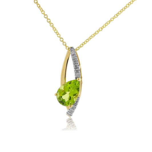 Pear Shaped Peridot and Diamond Drop Pendant - Park City Jewelers
