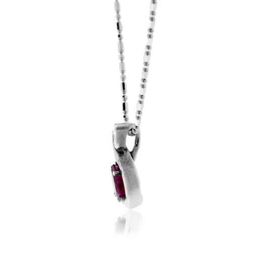 Pear Shaped Ruby Cabochon with Diamond Pendant - Park City Jewelers