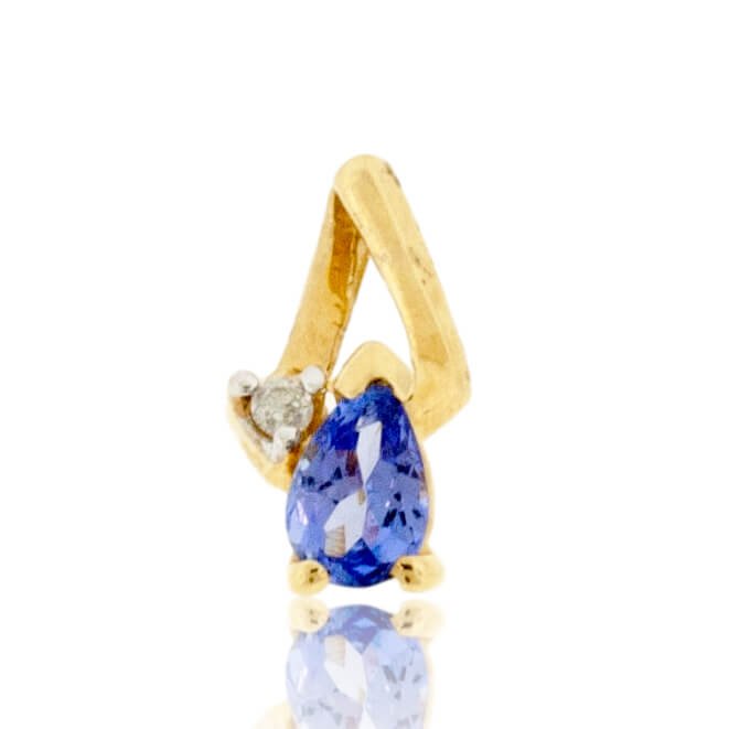 Pear Shaped Tanzanite Pendant with Diamond Accent - Park City Jewelers