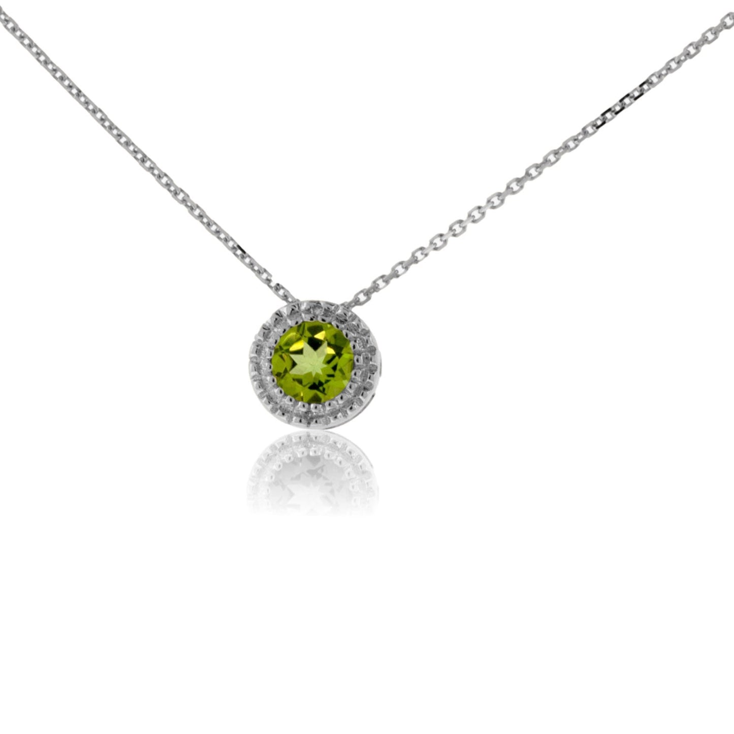 Peridot and Classic-Style Diamond Halo Pendant - Park City Jewelers