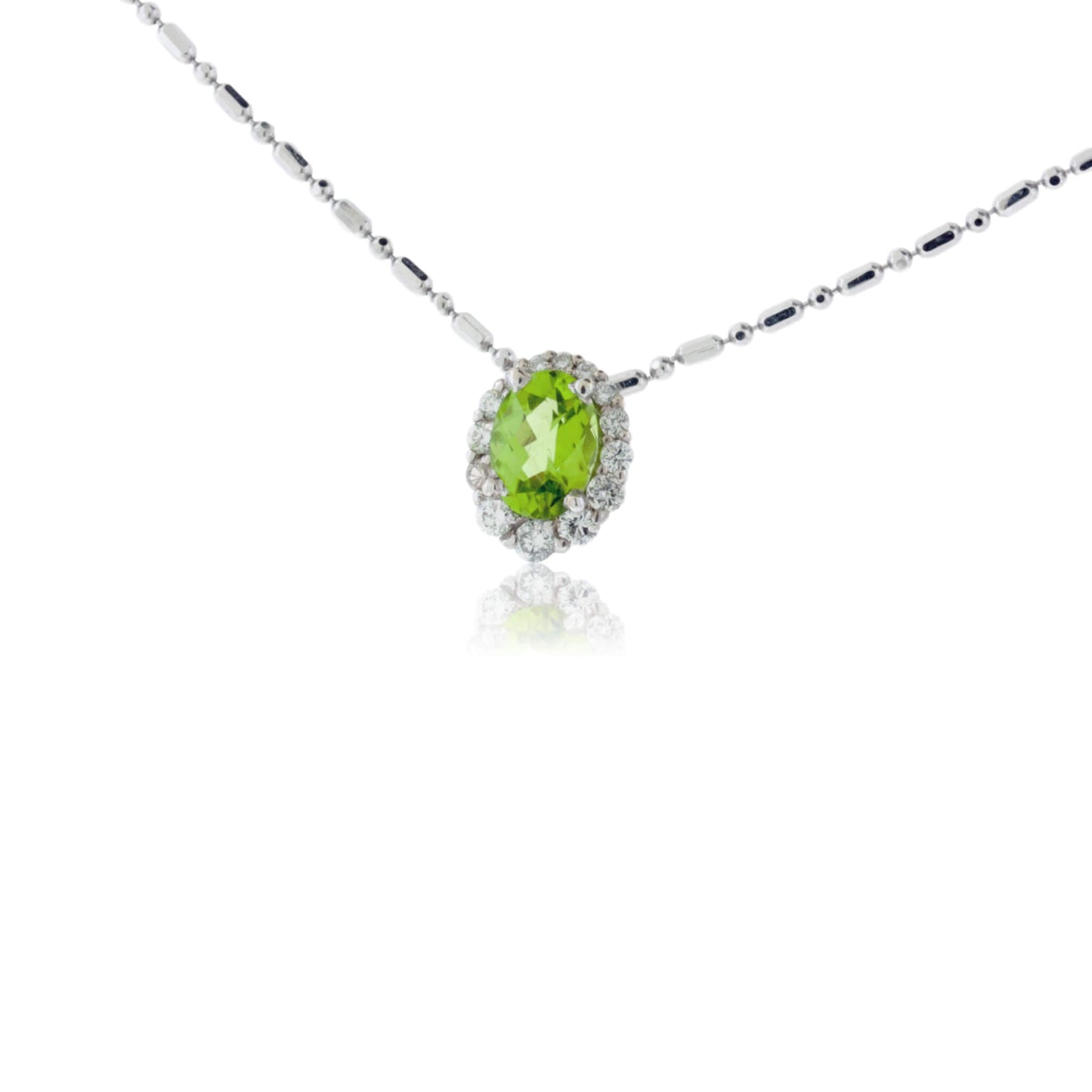 Peridot and Classic-Style Diamond Halo Pendant - Park City Jewelers