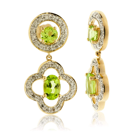 Peridot and Diamond Drop Style Earrings - Park City Jewelers
