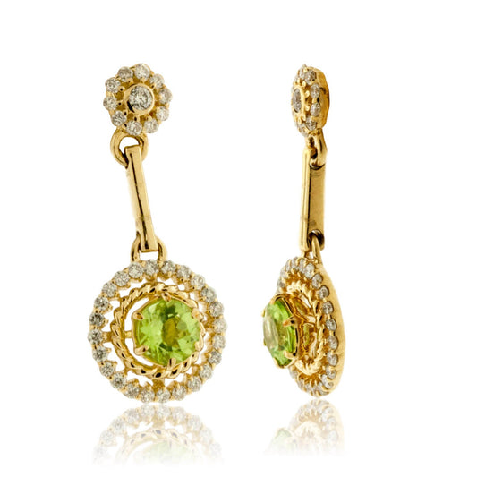 Peridot and Diamond Drop Style Earrings - Park City Jewelers