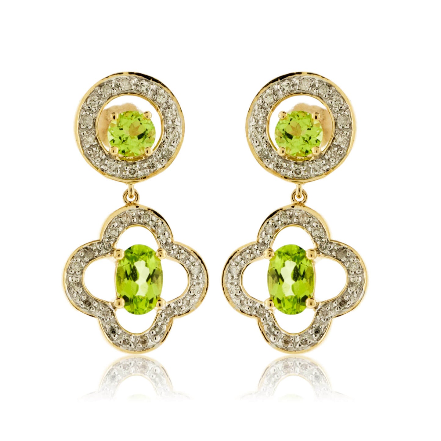 Peridot and Diamond Drop Style Earrings - Park City Jewelers