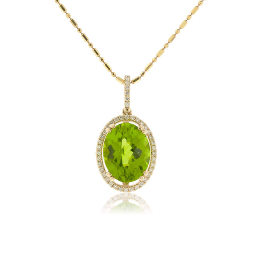 Peridot & Diamond Halo Pendant - Park City Jewelers