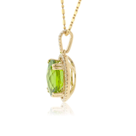 Peridot & Diamond Halo Pendant - Park City Jewelers