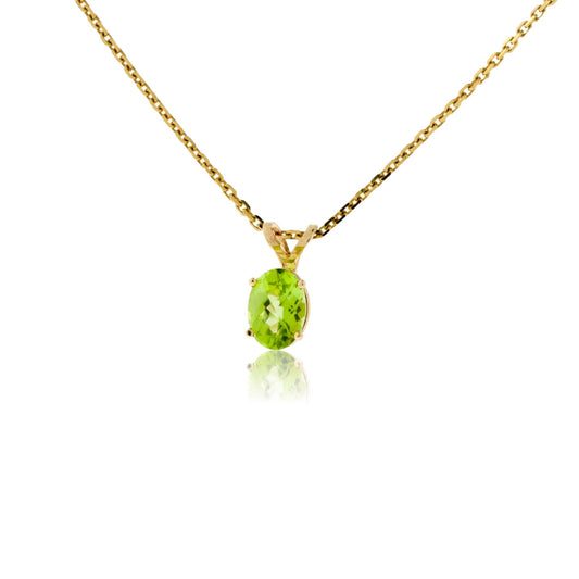 Peridot Oval Shaped Solitaire Pendant - Park City Jewelers
