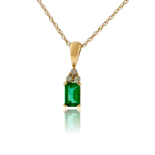 Petite Emerald-Cut Emerald and Diamond Pendant - Park City Jewelers