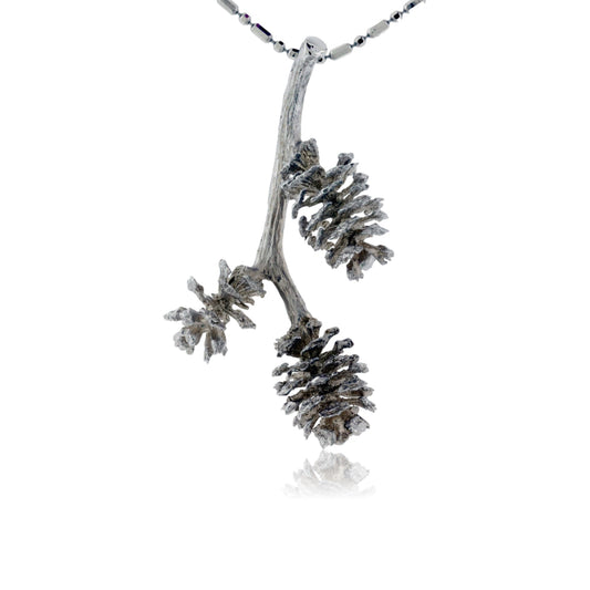 Pinecone on Branch Pendant - Park City Jewelers