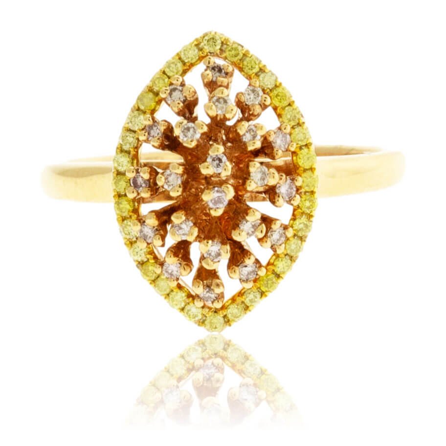 Pink Diamond & Yellow Diamond Marquise Shape Ring - Park City Jewelers