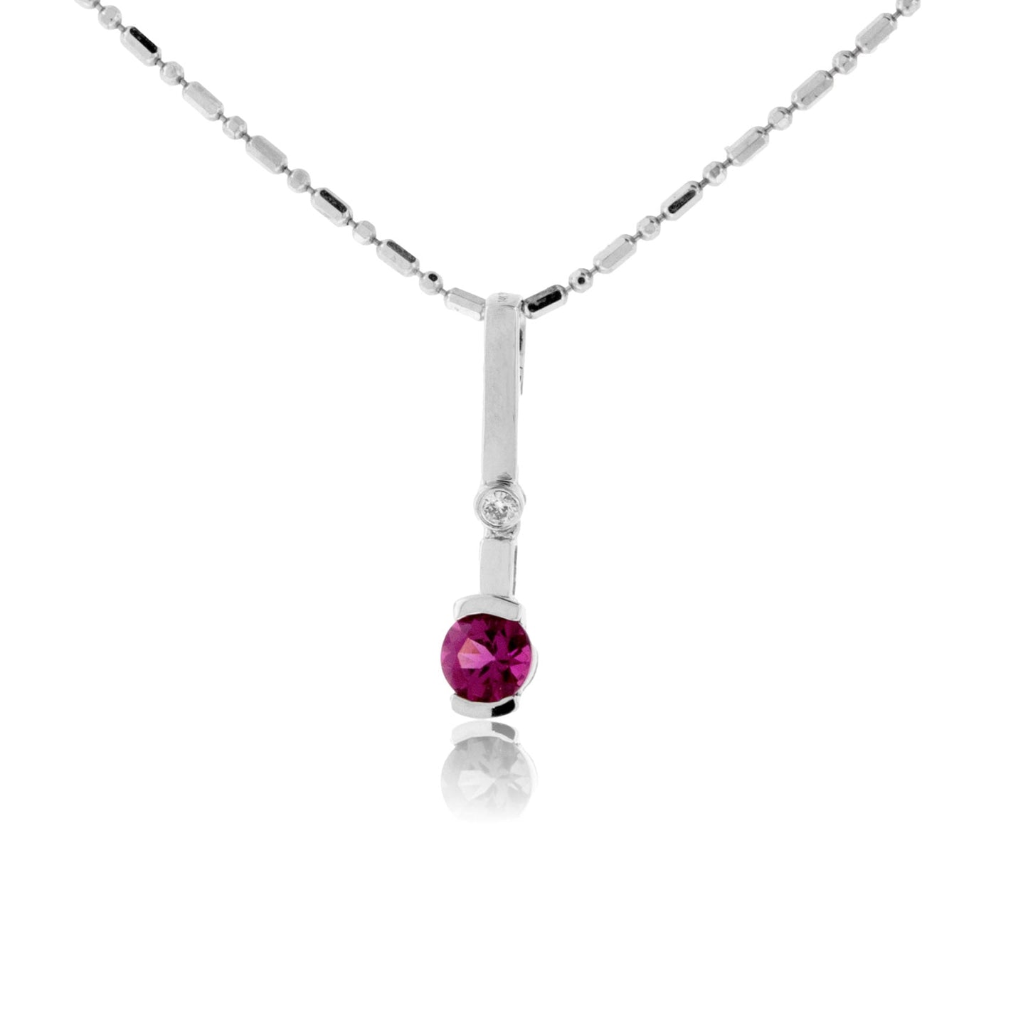 Pink Tourmaline and Diamond Bar Pendant - Park City Jewelers