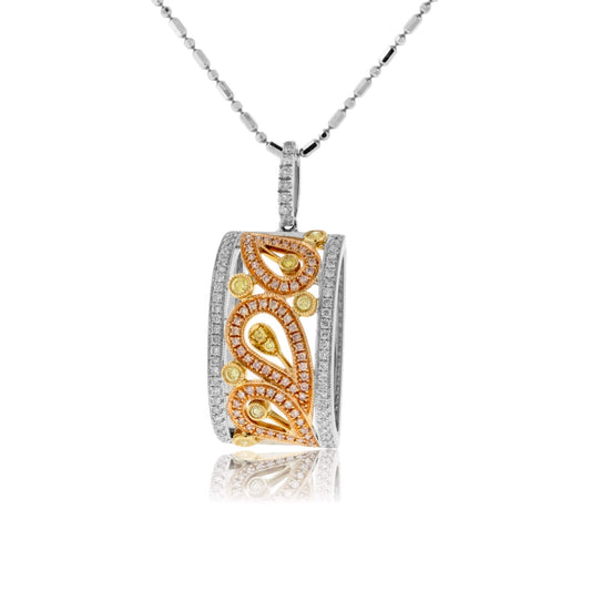 Pink, Yellow & White Diamond Pendant w/Chain - Park City Jewelers