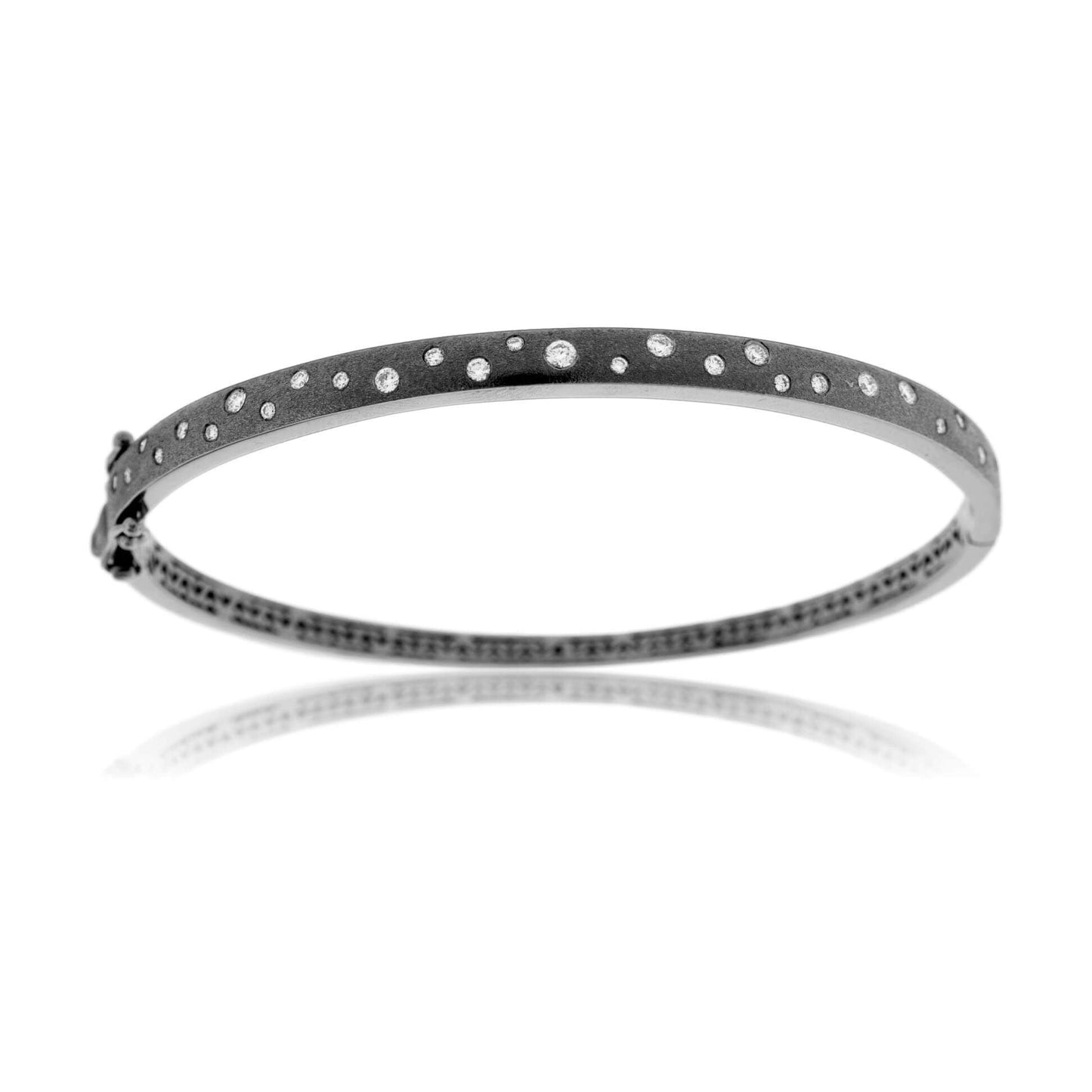 Plated Black Gold Satin Finish Flush Set Diamond Bracelet - Park City Jewelers