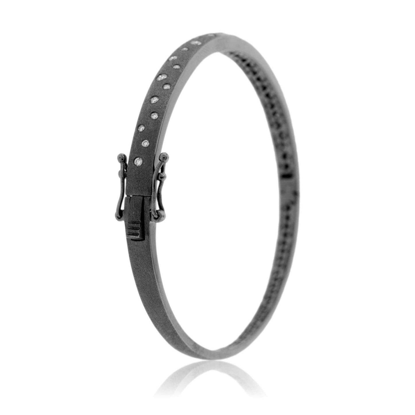 Plated Black Gold Satin Finish Flush Set Diamond Bracelet - Park City Jewelers