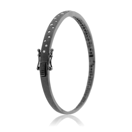 Plated Black Gold Satin Finish Flush Set Diamond Bracelet - Park City Jewelers