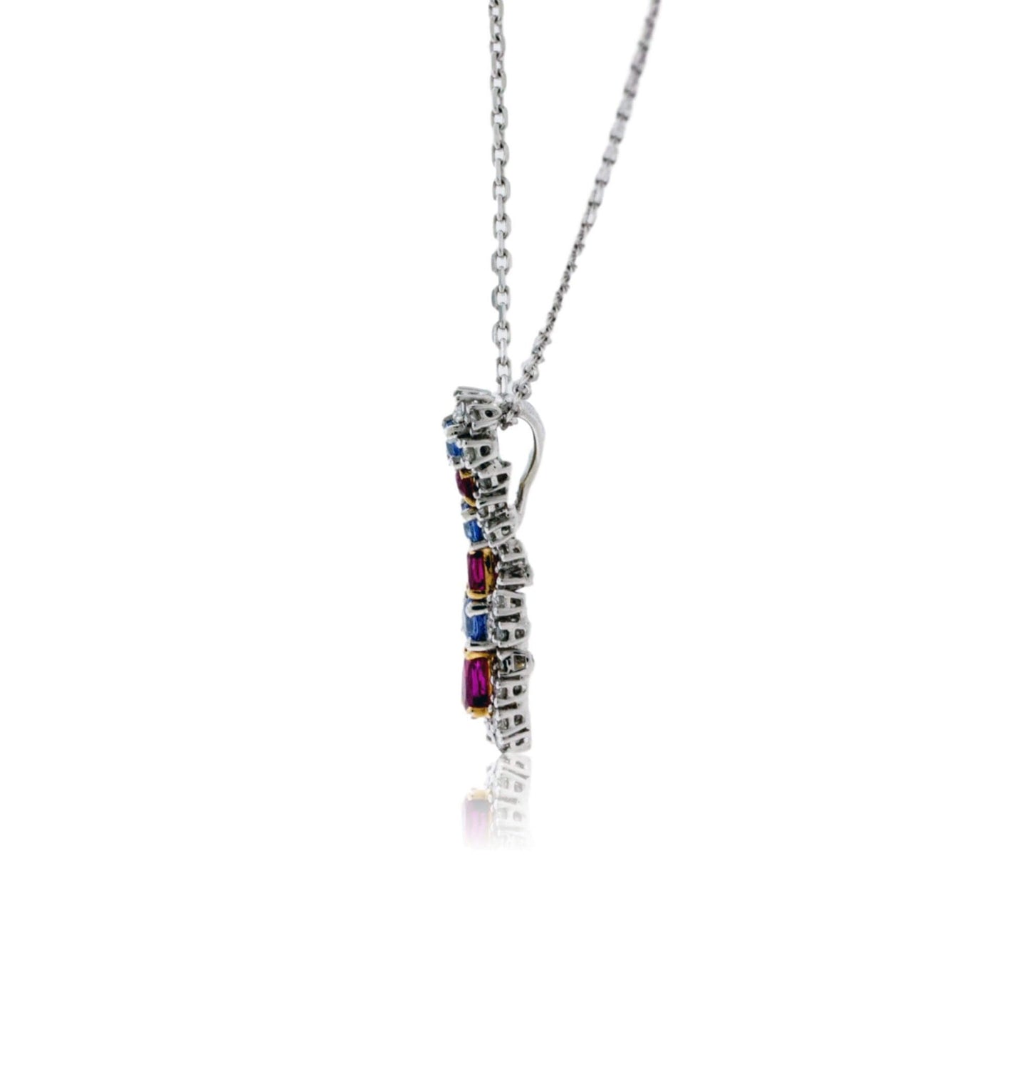 Platinum Red Emerald, Benitoite & Diamond Pendant - Park City Jewelers