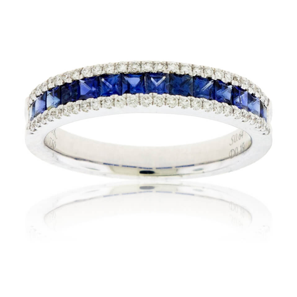 Princess Cut Sapphire & Diamond Lined Band - Park City Jewelers