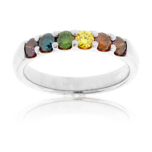 Prong Set Colored Diamond Rainbow Style Band - Park City Jewelers
